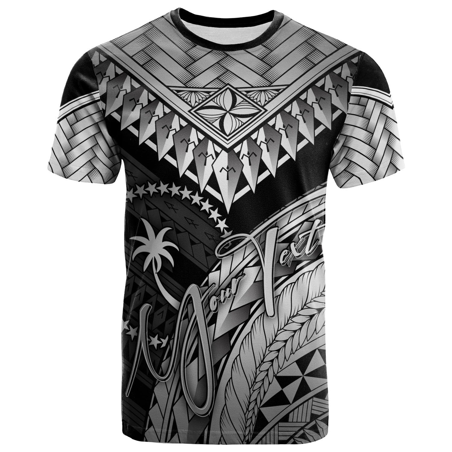 Chuuk Custom T Shirt White Polynesian Necklace and Lauhala Unisex Art - Polynesian Pride