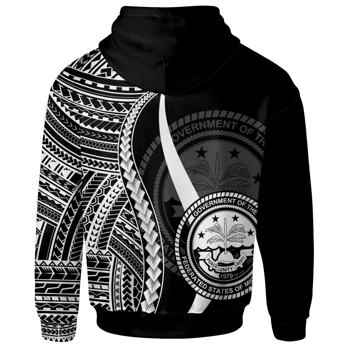 Federated States of Micronesia Hoodie White Tentacle Tribal Pattern - Polynesian Pride