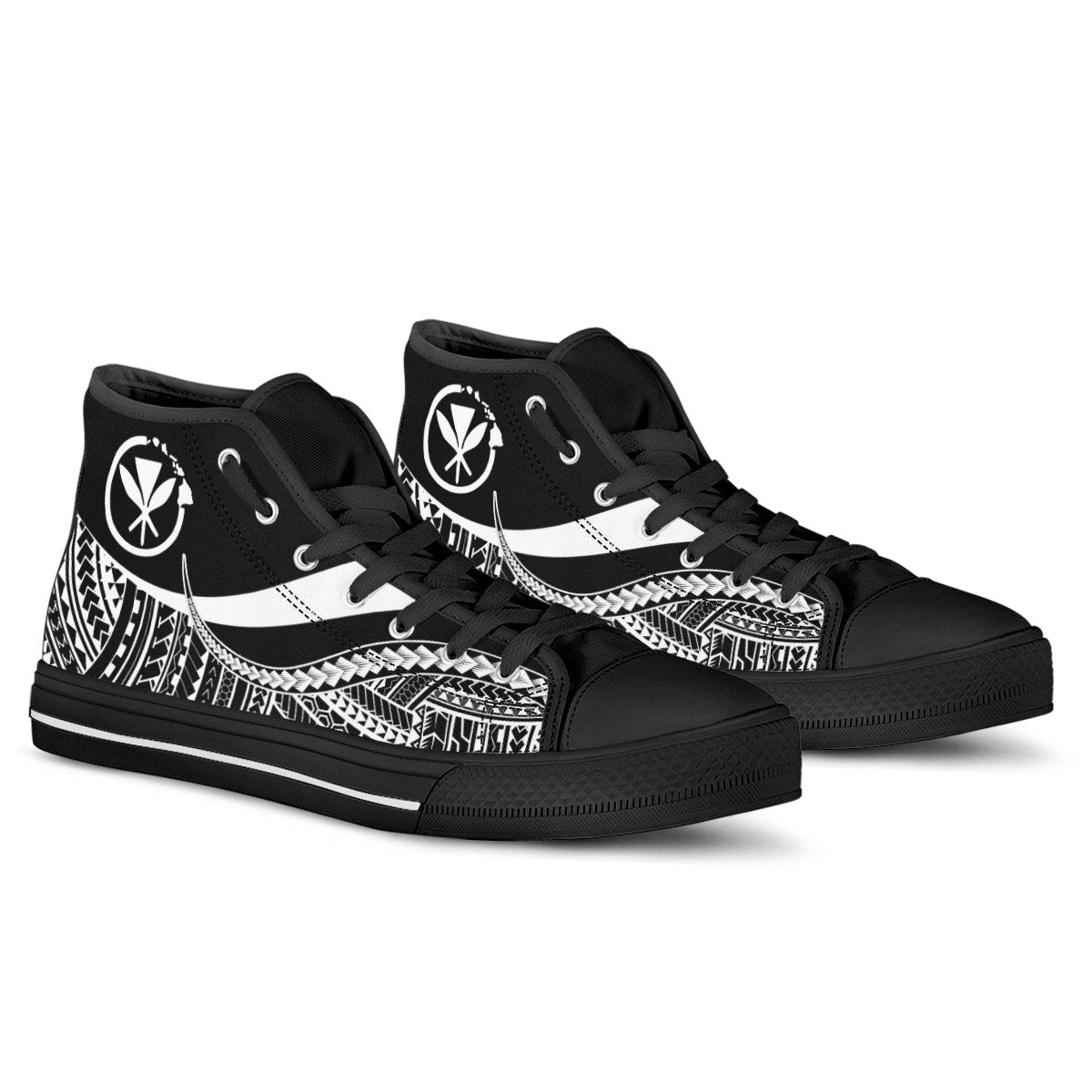 Hawaii Custom Personalised High Top Shoes White - Polynesian Tentacle Tribal Pattern - Polynesian Pride