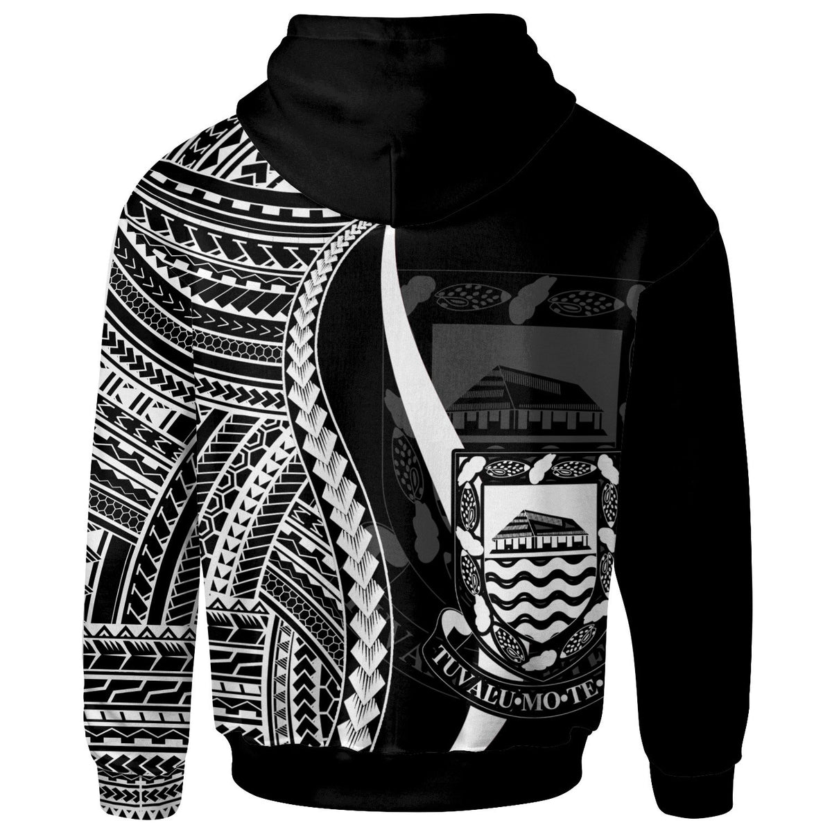 Tuvalu Zip up Hoodie White Tentacle Tribal Pattern - Polynesian Pride