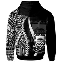 Tuvalu Zip up Hoodie White Tentacle Tribal Pattern - Polynesian Pride