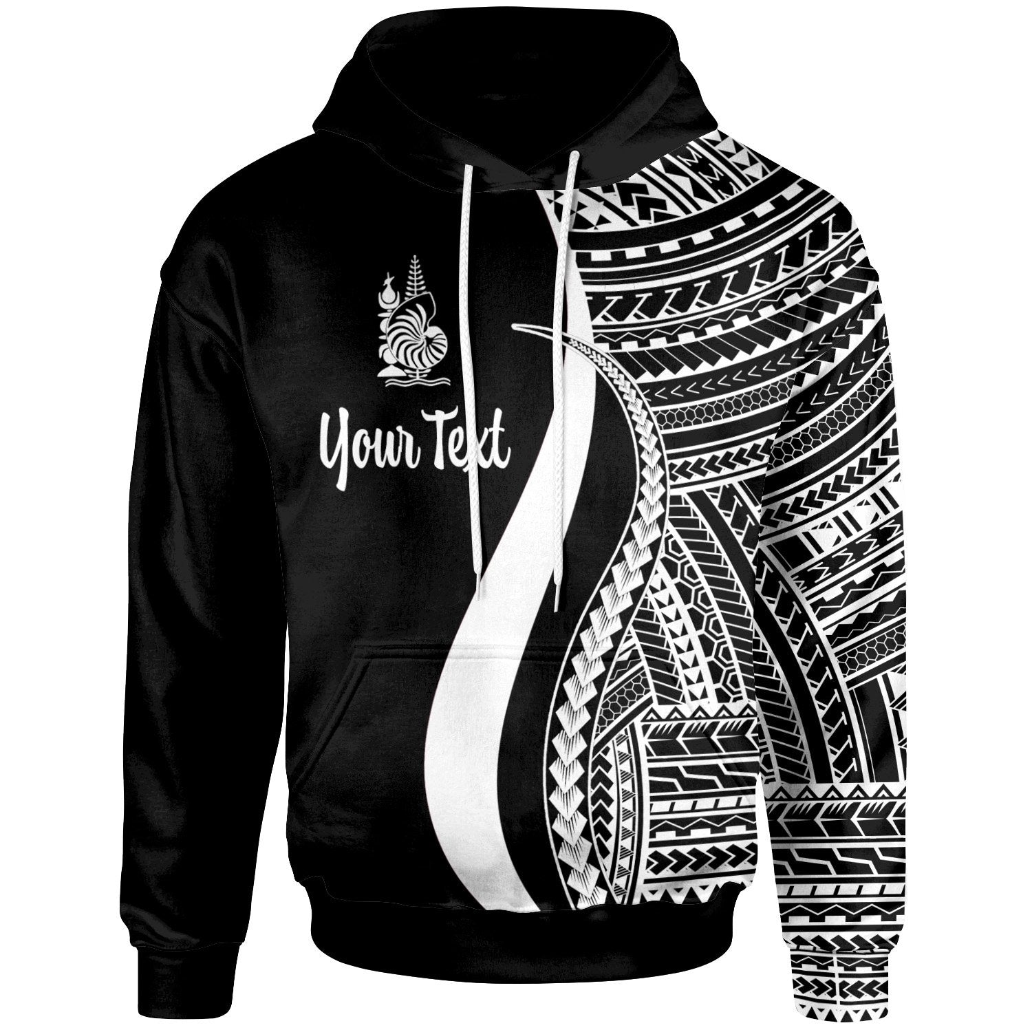 New Caledonia Custom Hoodie White Tentacle Tribal Pattern Unisex White - Polynesian Pride