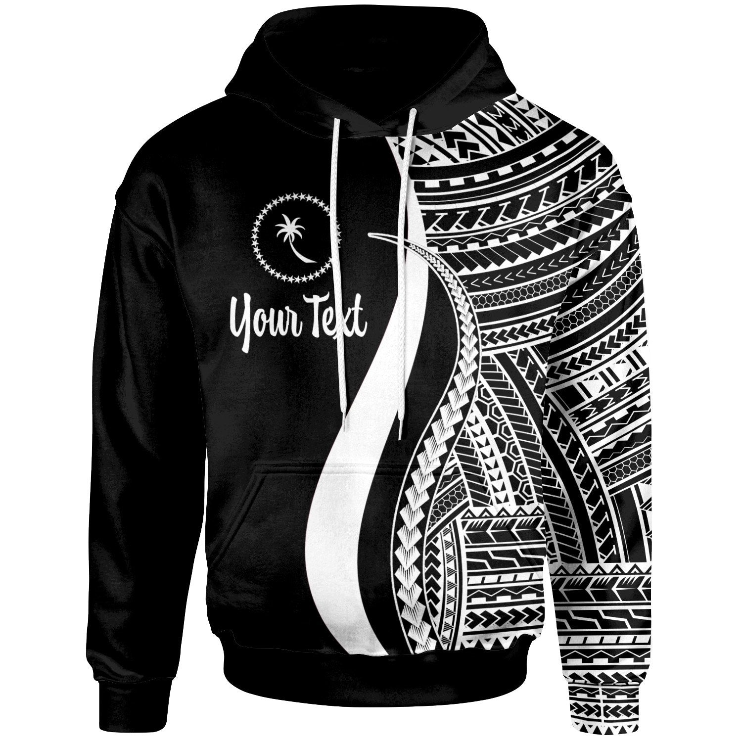 Chuuk Custom Hoodie White Tentacle Tribal Pattern Unisex White - Polynesian Pride