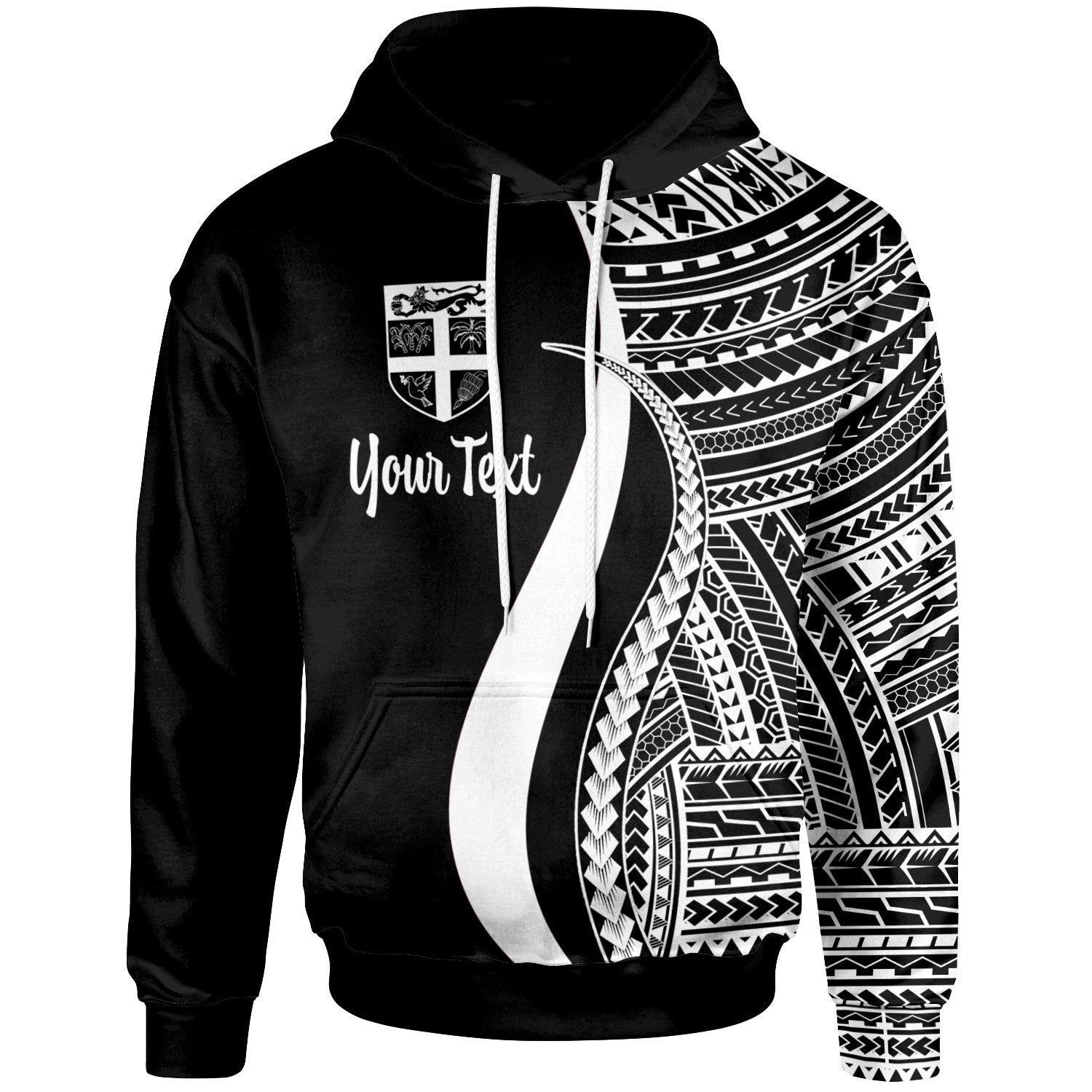 Fiji Custom Hoodie White Tentacle Tribal Pattern Unisex White - Polynesian Pride