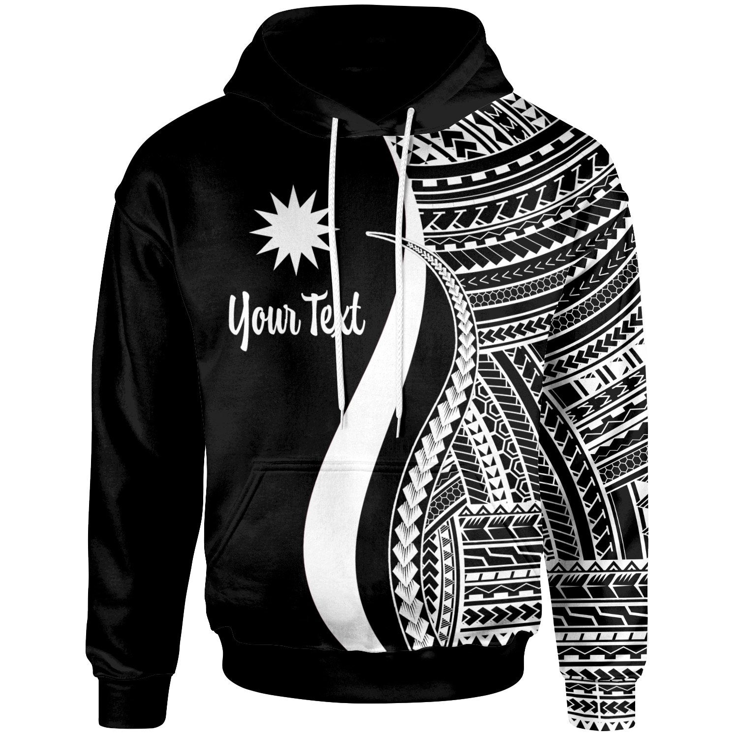 Nauru Custom Hoodie White Tentacle Tribal Pattern Unisex White - Polynesian Pride