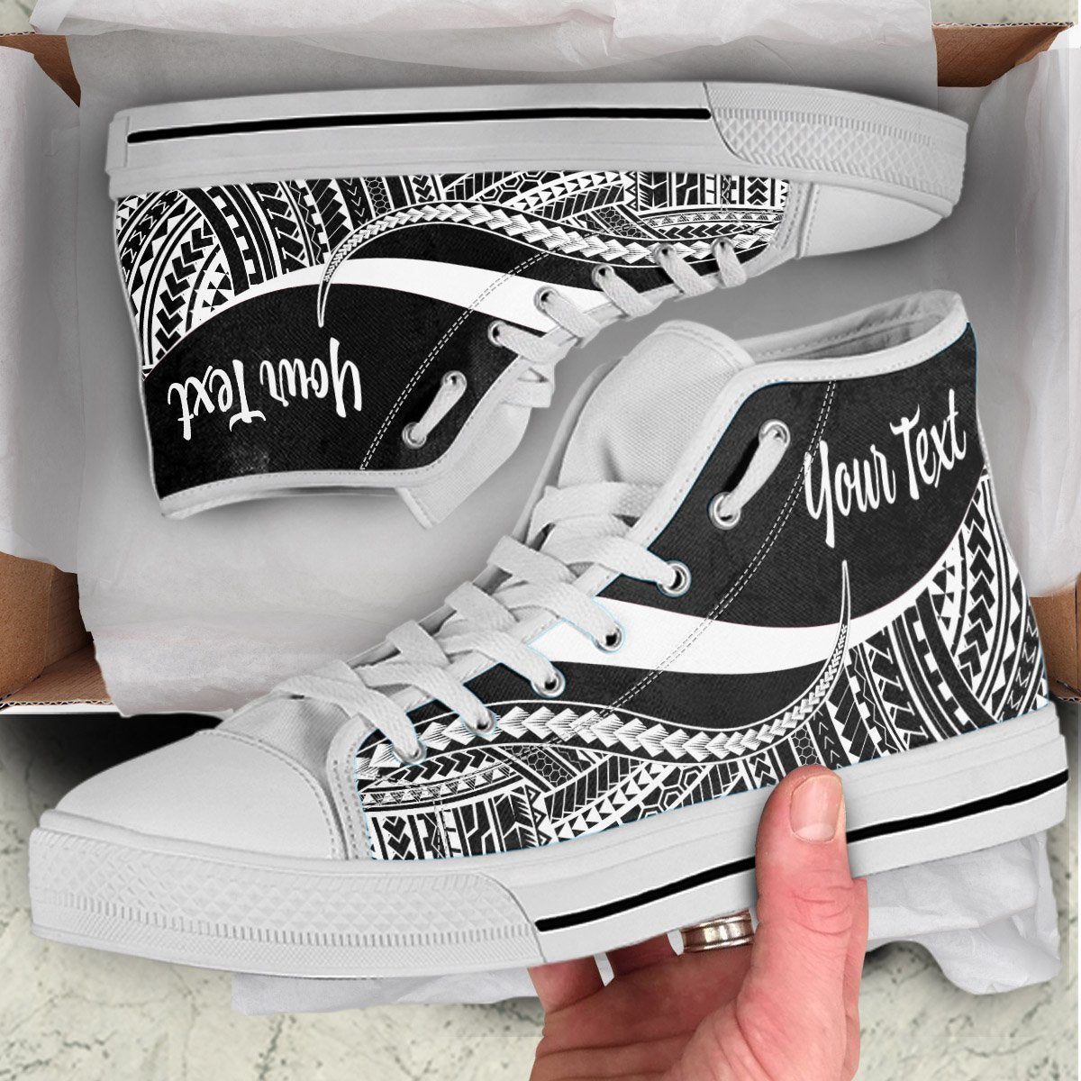 Tonga Custom Personalised High Top Shoes White - Polynesian Tentacle Tribal Pattern - Polynesian Pride