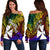 Wallis and Futuna Custom Personalised Women's Off Shoulder Sweater - Rainbow Polynesian Pattern Art - Polynesian Pride