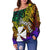 Wallis and Futuna Custom Personalised Women's Off Shoulder Sweater - Rainbow Polynesian Pattern - Polynesian Pride