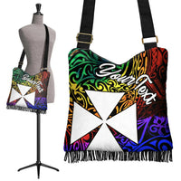 Wallis and Futuna Custom Personalised Boho Handbag - Rainbow Polynesian Pattern - Polynesian Pride