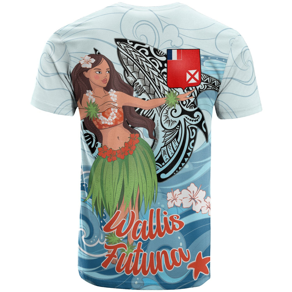 Wallis and Futuna T Shirt Polynesian Girls With Shark - Polynesian Pride