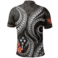 Kosrae Micronesian Polo Shirt Black Plumeria - Polynesian Pride