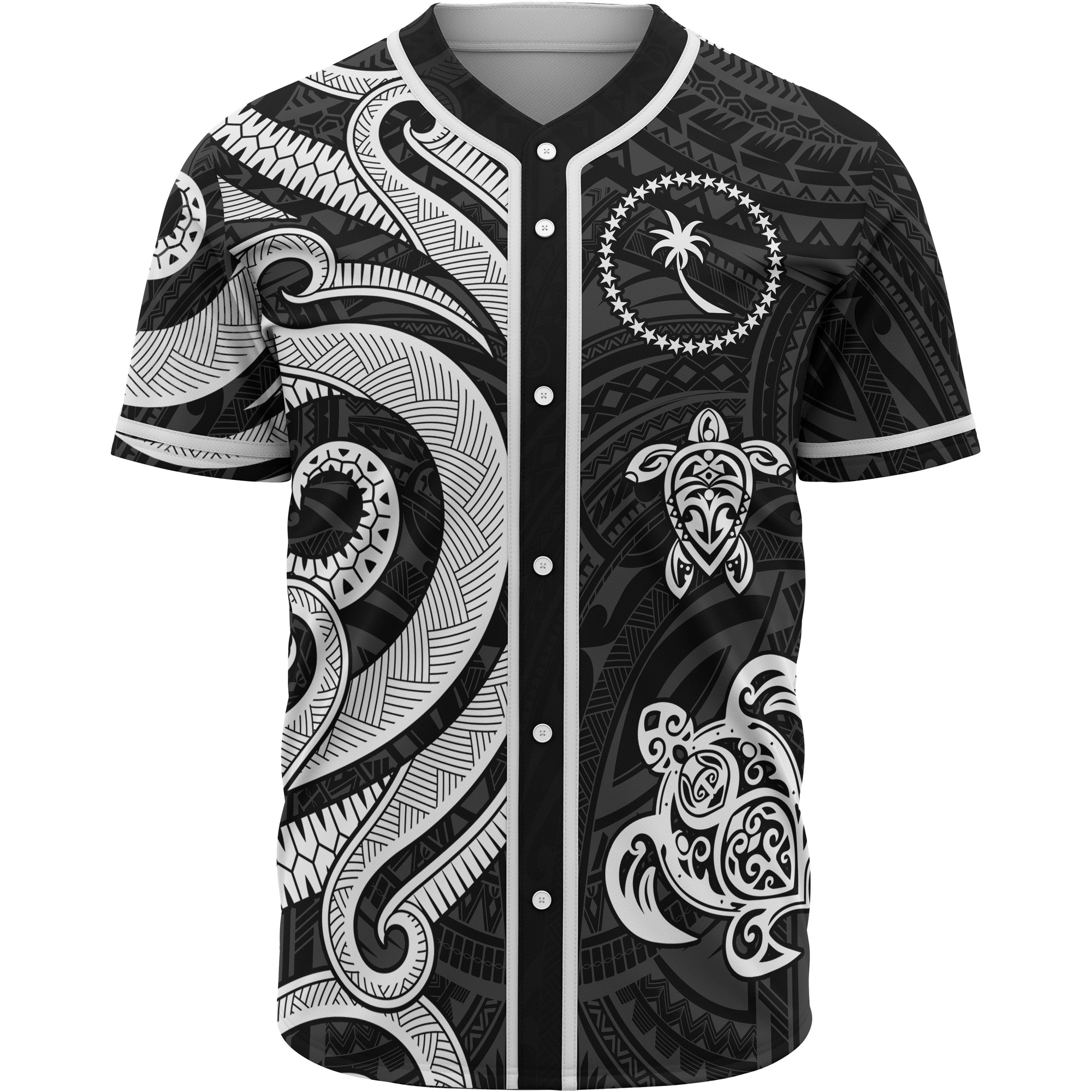 Chuuk Baseball Shirt - White Tentacle Turtle Unisex White - Polynesian Pride