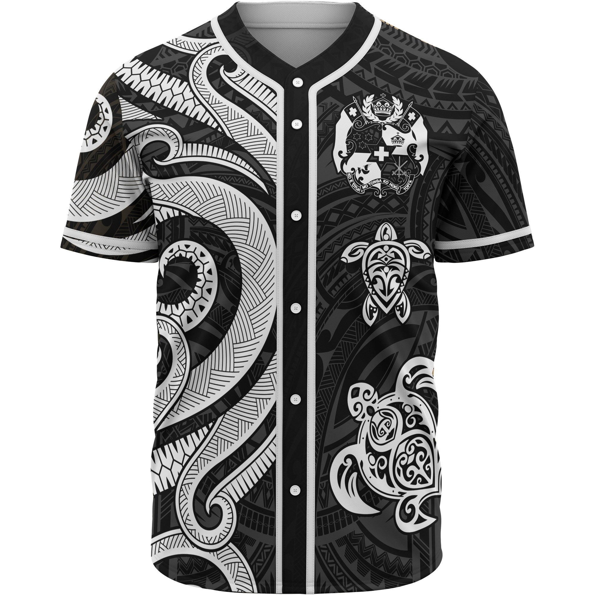 Samoa Baseball Shirt - White Tentacle Turtle Unisex White - Polynesian Pride