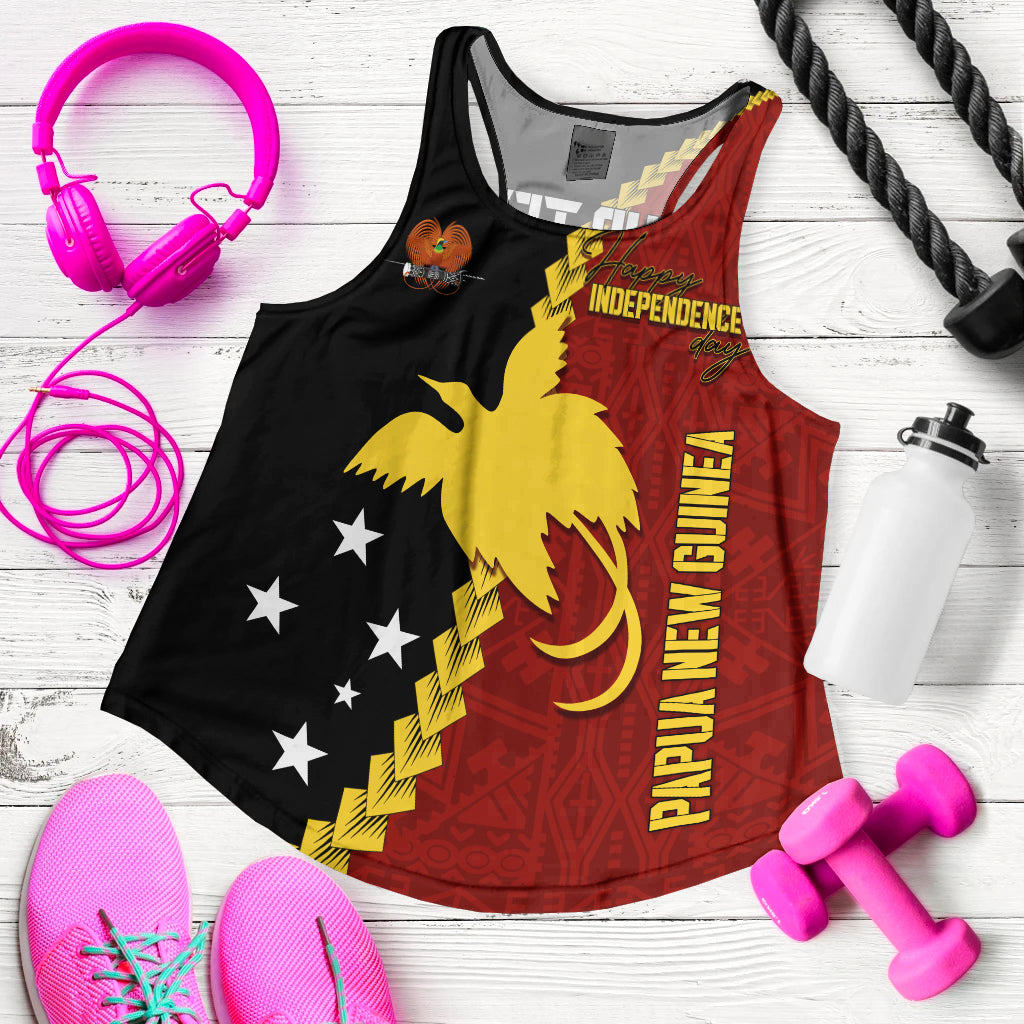 Personalised Papua New Guinea Women Racerback Tank 47th Independence Anniversary - Motu Revareva LT7 Red - Polynesian Pride