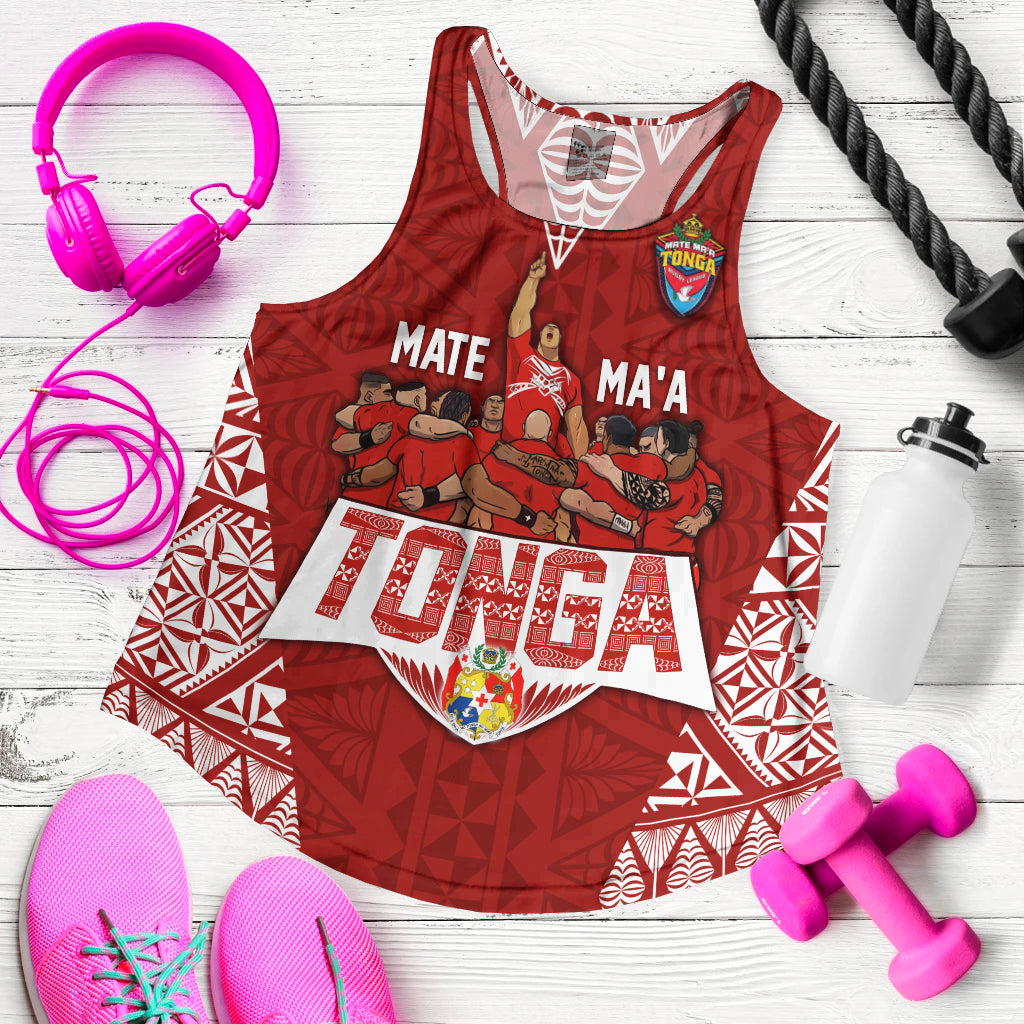 Personalised Tonga Rugby Women Racerback Tank Mate Ma'a Tonga Warriors LT7 - Polynesian Pride