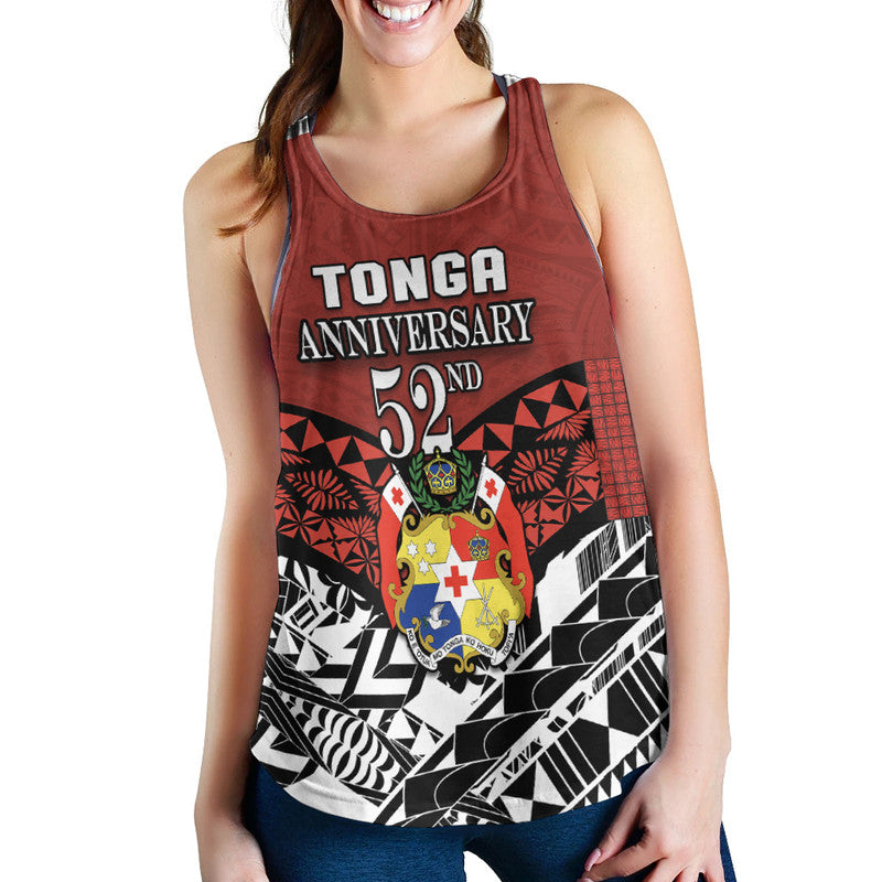 Tonga Women Racerback Tank Independence Anniversary Special Version 2022 LT14 Red - Polynesian Pride