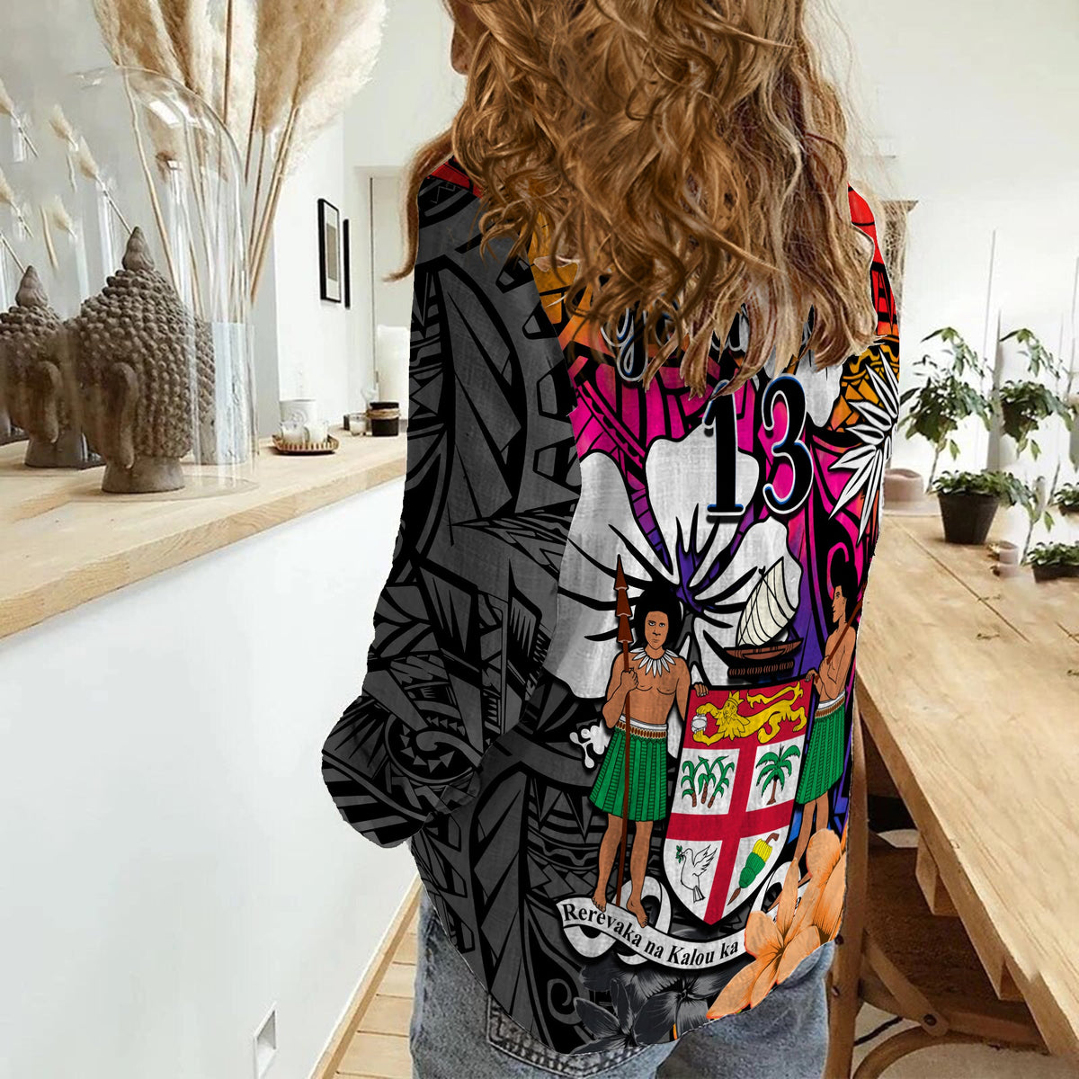 (Custom Text and Number) Fiji Tie Dye Women Casual Shirt Polynesian Tribal Creative Tropical Flowers LT13 - Polynesian Pride