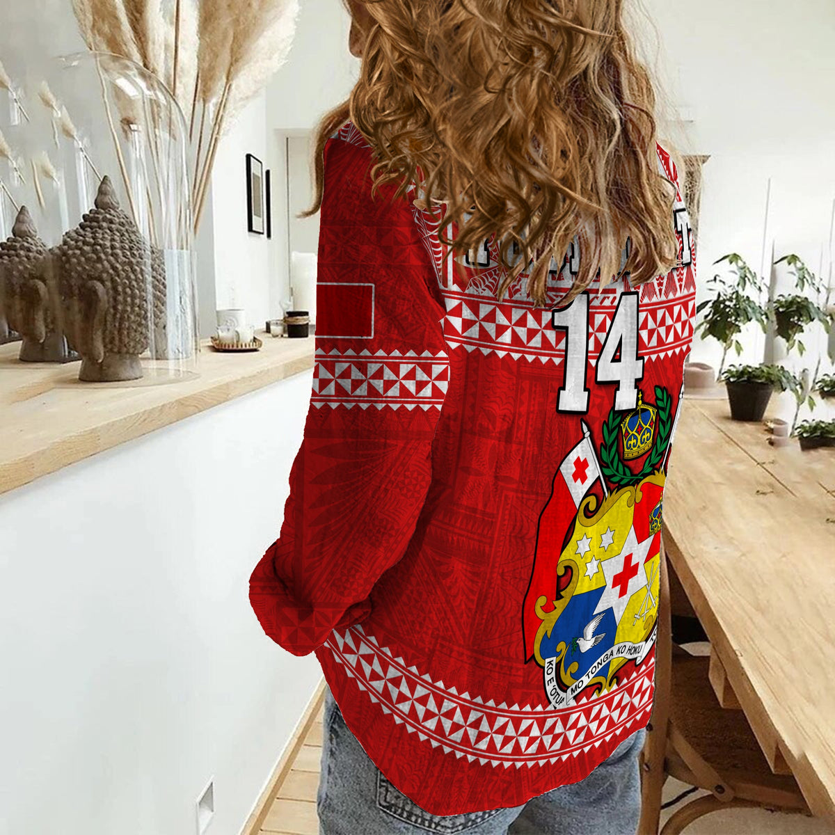 (Custom Text And Number) Tonga Rugby Women Casual Shirt Mate Maa Tonga Pacific Ngatu White LT14 - Polynesian Pride