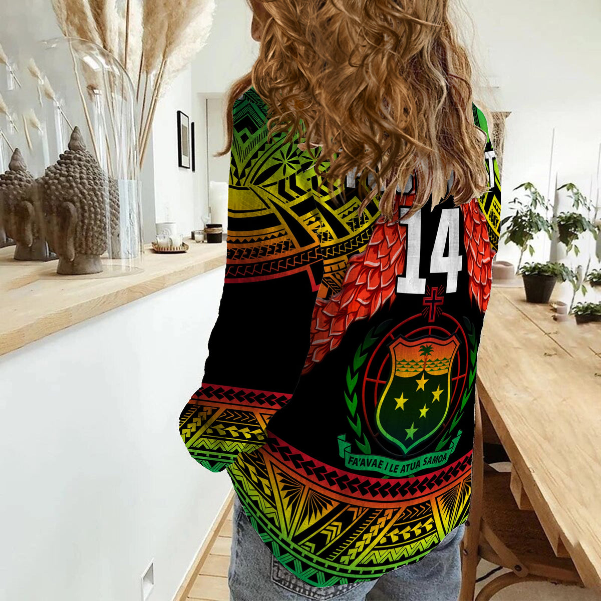 (Custom Text And Number) Samoa Rugby Women Casual Shirt Teuila Torch Ginger Gradient Style LT14 - Polynesian Pride