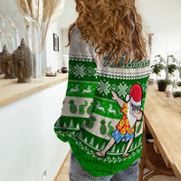 Hawaii Mele Kalikimaka Women Causal Shirt Dabbing Santa Green Merry Christmas LT14 - Polynesian Pride