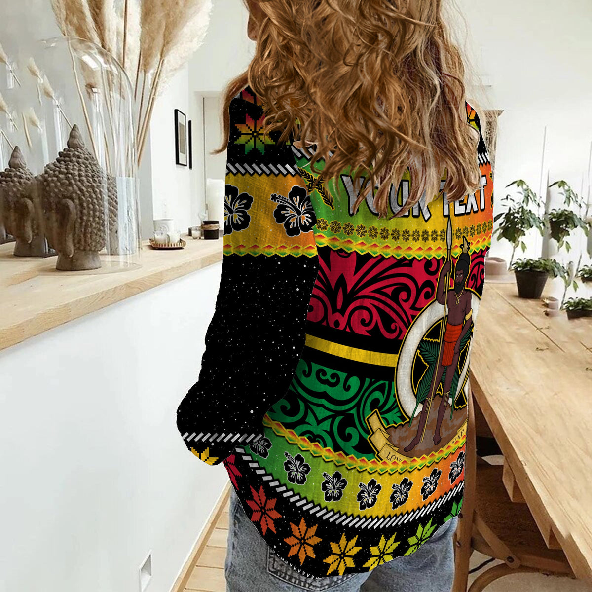 (Custom Personalised) Vanuatu Christmas Women Casual Shirt Pig Tusk Polynesian Joyeux Noel Flag Art LT14 - Polynesian Pride