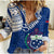 Samoa Siapo Women Casual Shirt Sporty Mix Barkcloth Panel LT13 Female Blue - Polynesian Pride