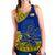 Niue Hiapo Women Racerback Tank Rock of Polynesia Tapa Niuean Crab Happy Day LT13 Blue - Polynesian Pride