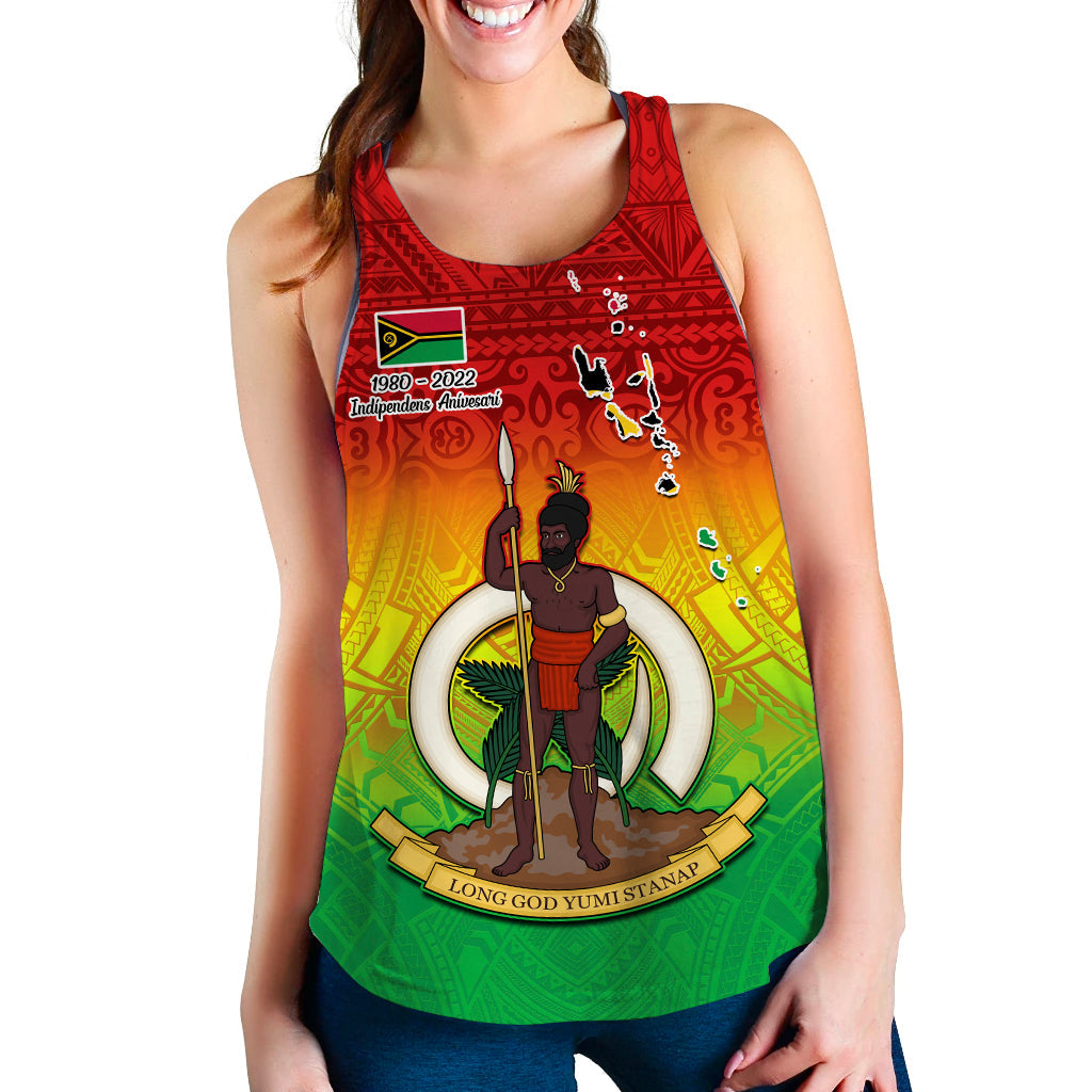 (Custom Personalised) Vanuatu Independence Day Women Racerback Tank 42nd Anniversary Yumi Yumi Yumi LT13 Red - Polynesian Pride