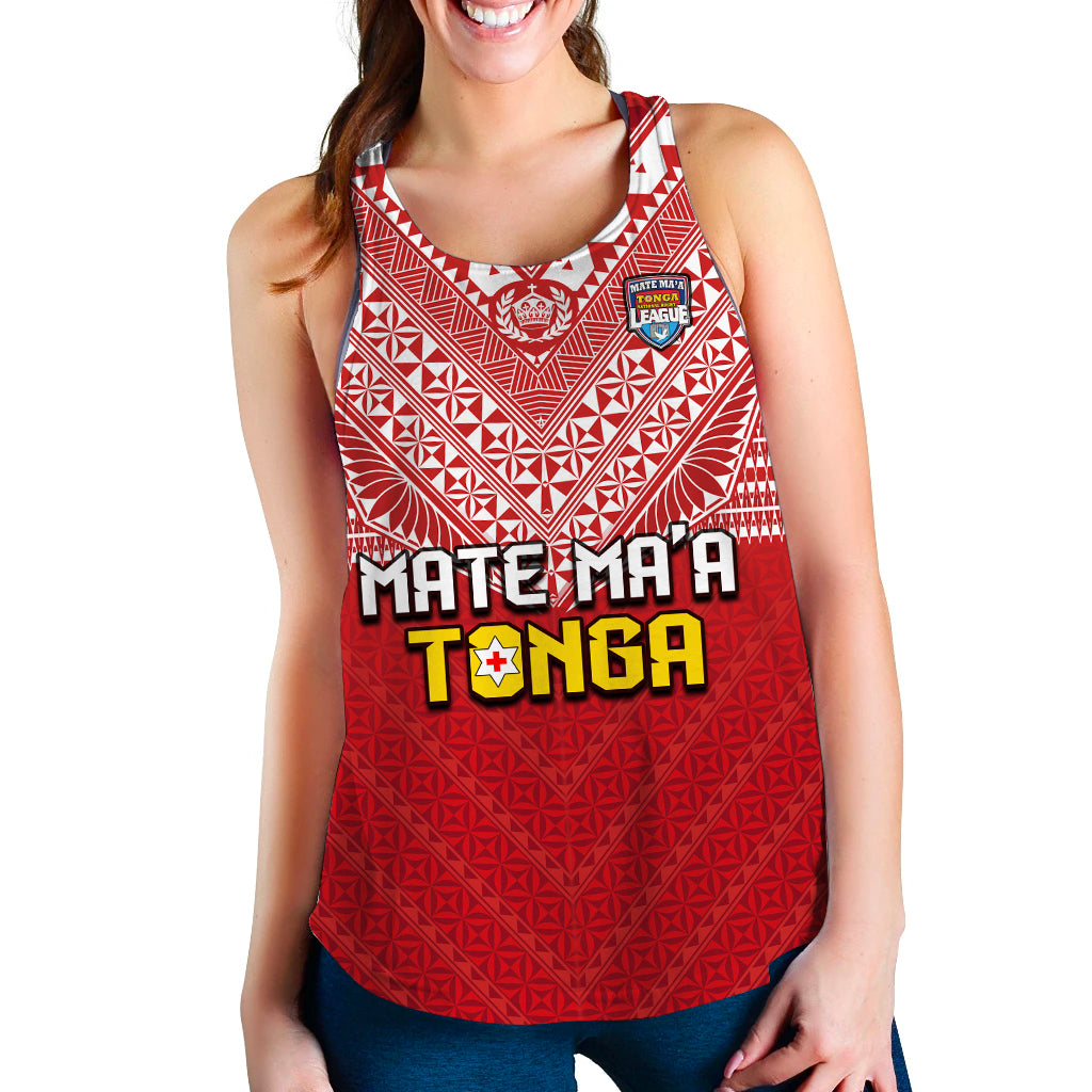 (Custom Personalised) Tonga Rugby MMT Women Racerback Tank Ngatu Mate Maa Tonga Special LT13 Red - Polynesian Pride