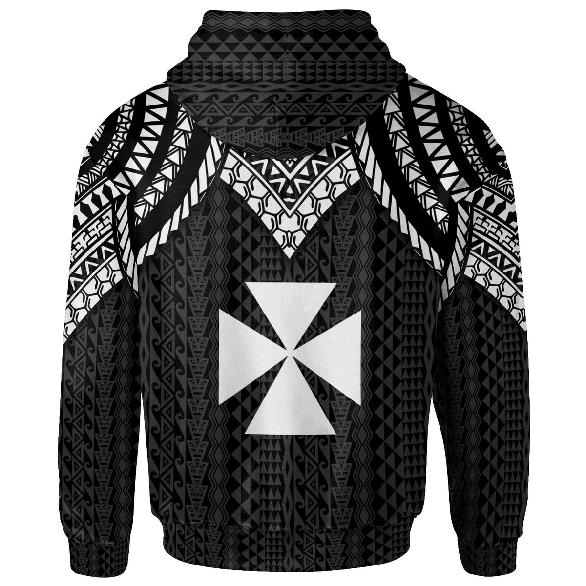 Wallis and Futuna Hoodie Polynesian Armor Style Black - Polynesian Pride