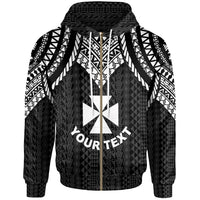 Wallis and Futuna Custom Zip up Hoodie Polynesian Armor Style Black Unisex Black - Polynesian Pride