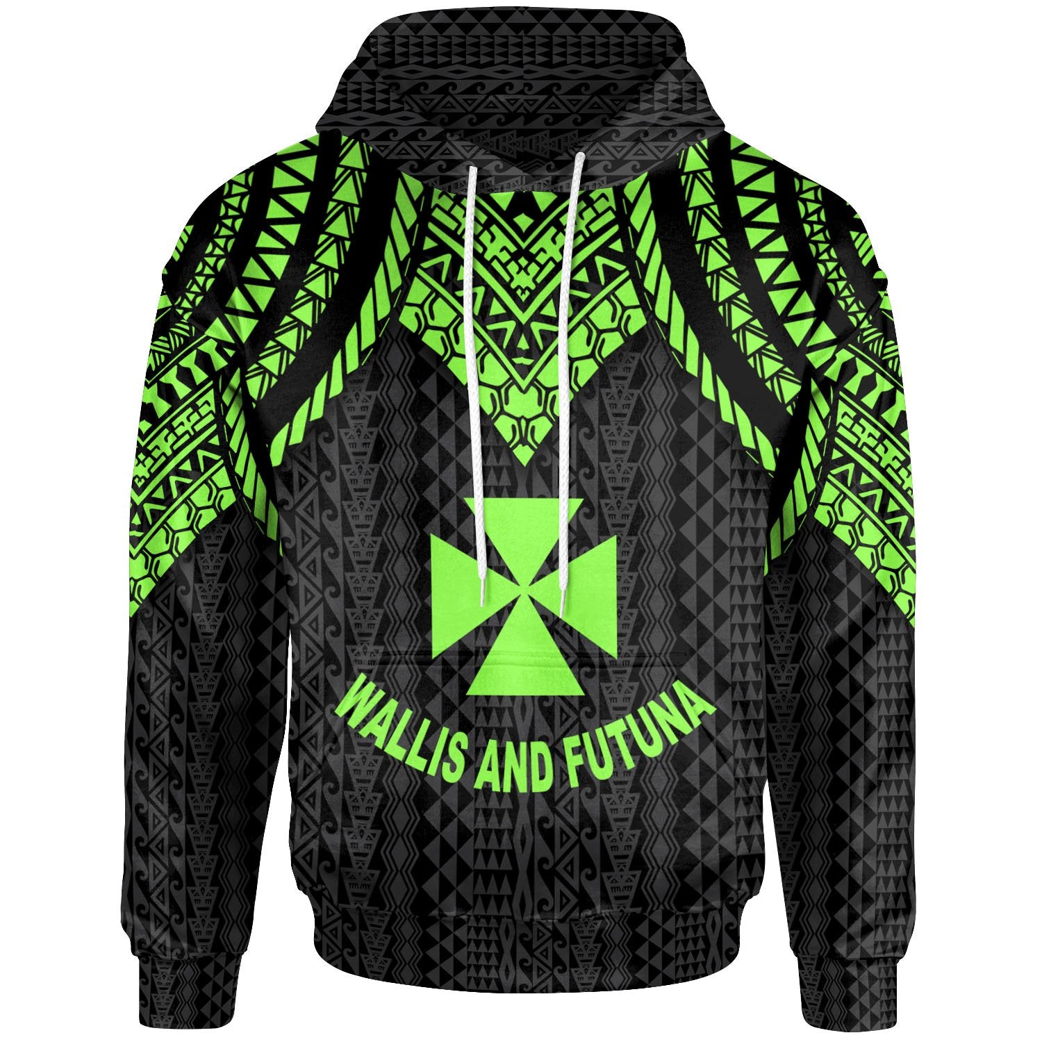 Wallis and Futuna Hoodie Polynesian Armor Style Green Unisex Green - Polynesian Pride