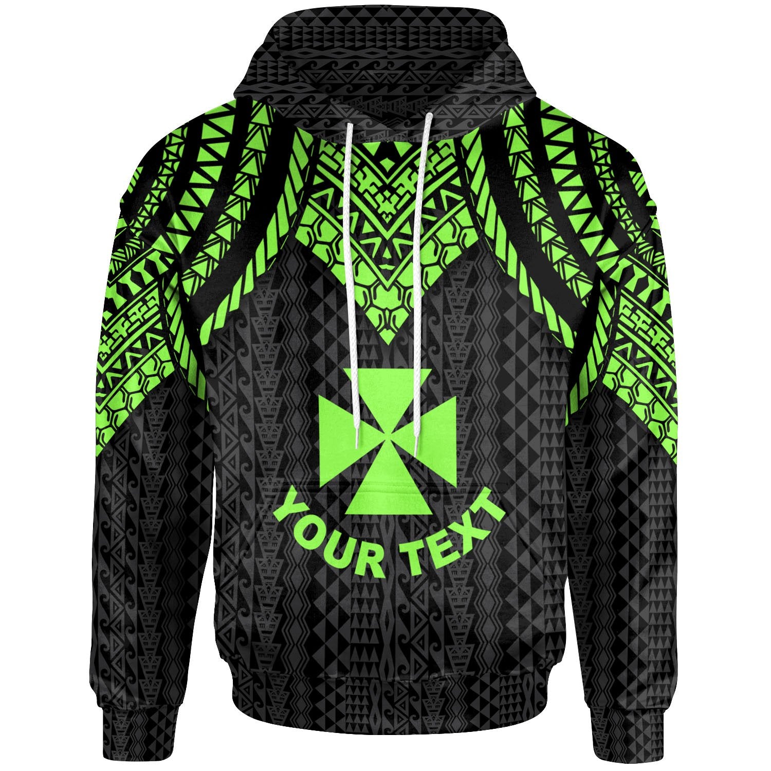 Wallis and Futuna Custom Hoodie Polynesian Armor Style Green Unisex Green - Polynesian Pride