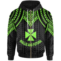 Wallis and Futuna Zip up Hoodie Polynesian Armor Style Green Unisex Green - Polynesian Pride