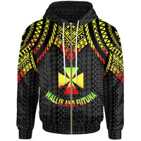 Wallis and Futuna Zip up Hoodie Polynesian Armor Style Reagge Unisex Reagge - Polynesian Pride