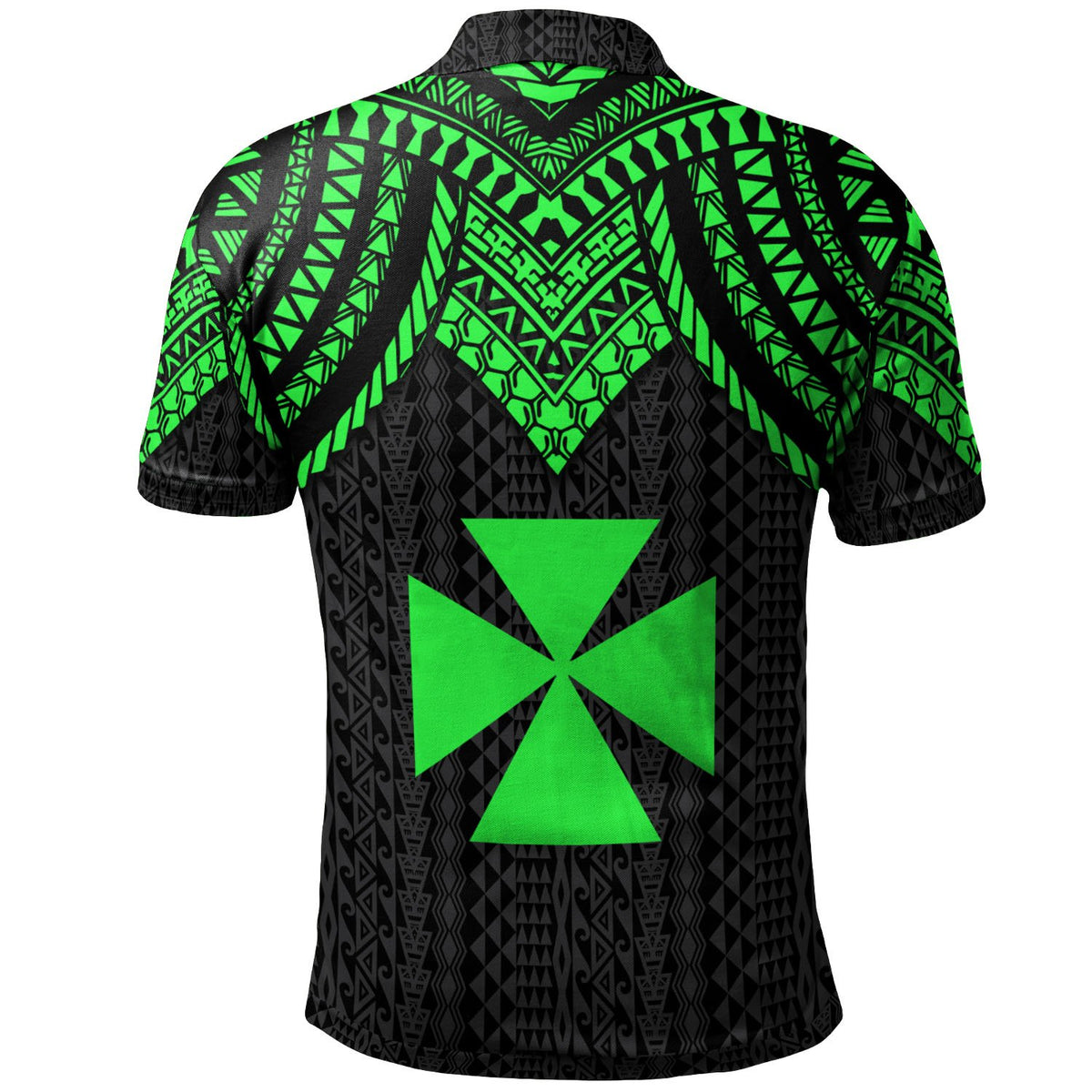 Wallis and Futuna Custom Polo Shirt Polynesian Armor Style Green - Polynesian Pride