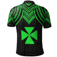 Wallis and Futuna Custom Polo Shirt Polynesian Armor Style Green - Polynesian Pride