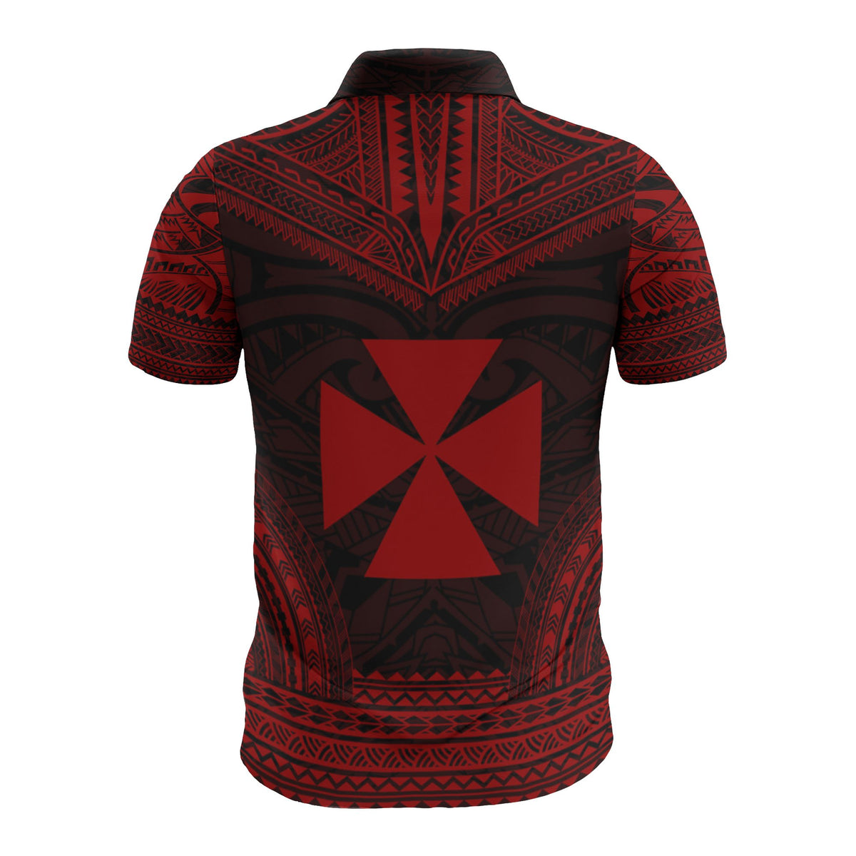 Wallis and Futuna Custom Polo Shirt Wallis and Futuna Coat Of Arms Polynesian Chief Tattoo Red Version - Polynesian Pride