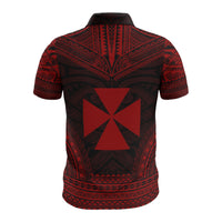 Wallis and Futuna Custom Polo Shirt Wallis and Futuna Coat Of Arms Polynesian Chief Tattoo Red Version - Polynesian Pride