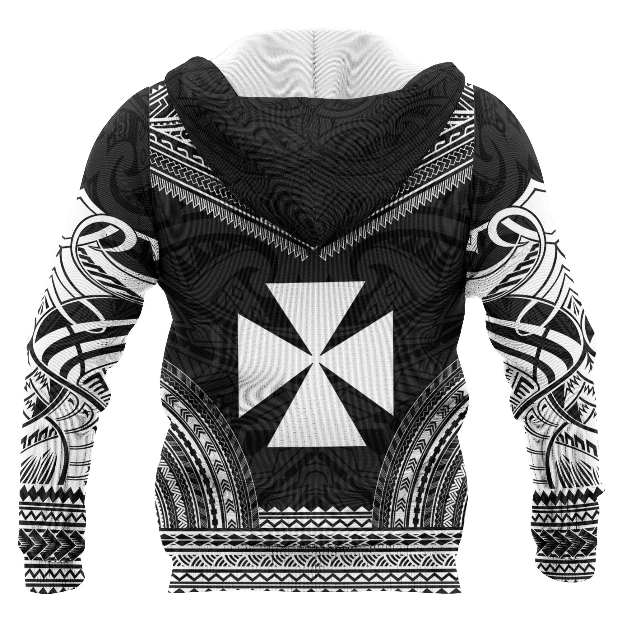 Wallis nd Futuna Polynesian Chief Custom Zip up Hoodie Black Version Unisex Black - Polynesian Pride