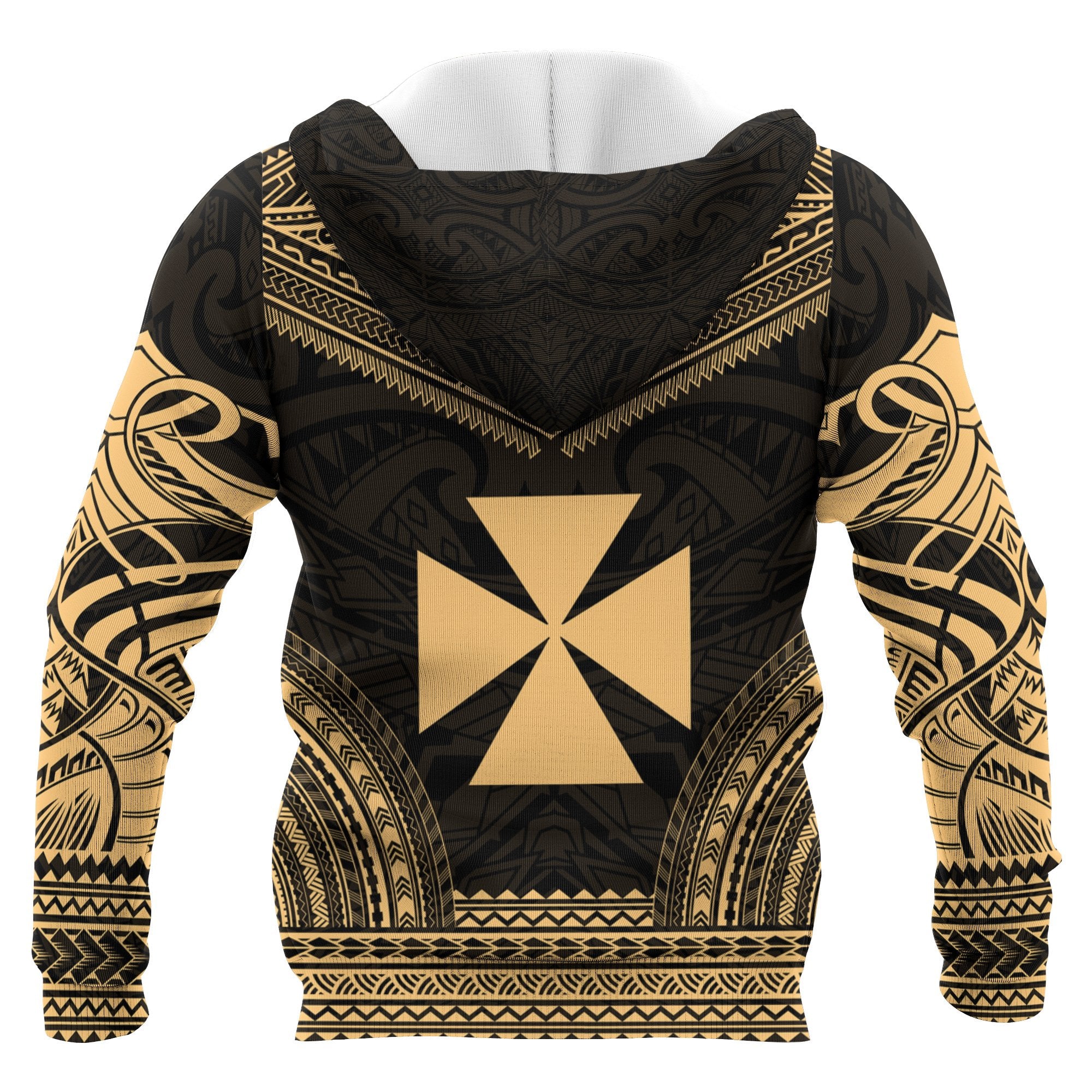Wallis nd Futuna Polynesian Chief Custom Zip up Hoodie Gold Version Unisex Gold - Polynesian Pride