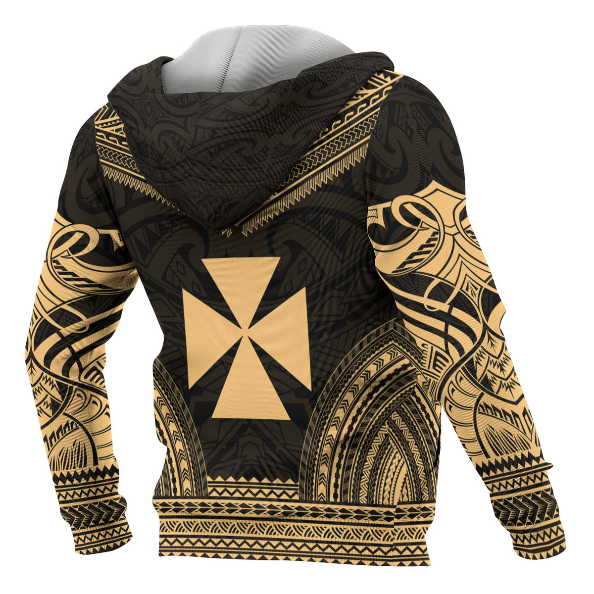 Wallis nd Futuna Polynesian Chief Custom Zip up Hoodie Gold Version - Polynesian Pride