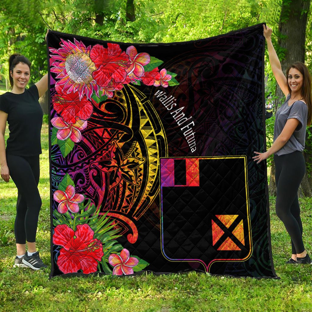 Wallis and Futuna Premium Quilt - Tropical Hippie Style Black - Polynesian Pride