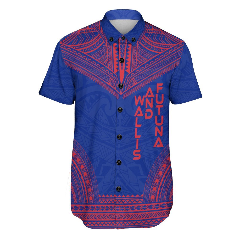 Wallis and Futuna Flag Polynesian Chief Shirt Men Blue - Polynesian Pride