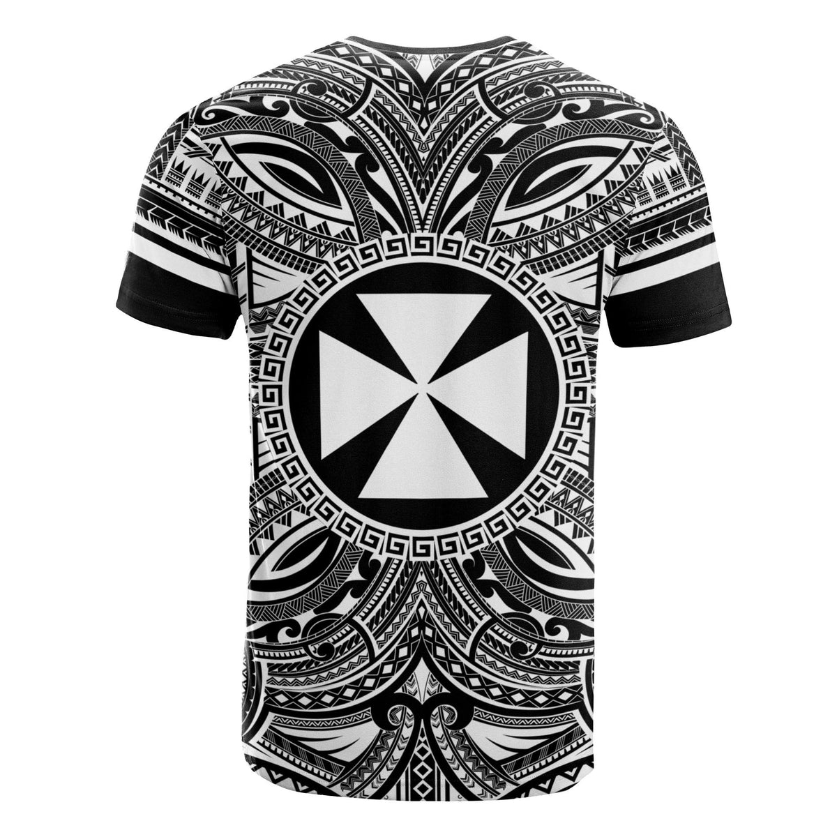 Wallis and Futuna T Shirt Wallis et Futuna Coat of Arms Polynesian White Black - Polynesian Pride