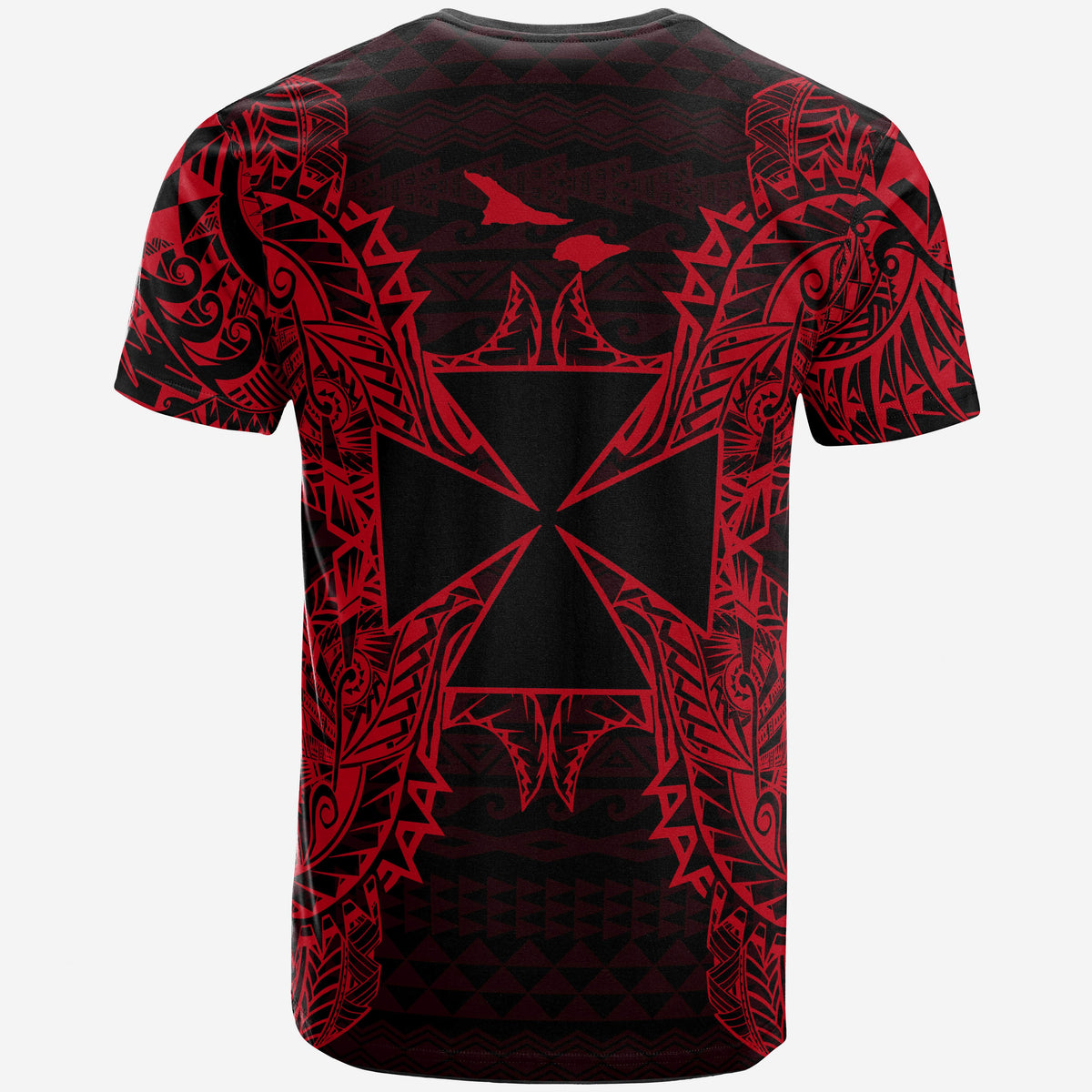 Wallis and Futuna T Shirt Wallis et Futuna Coat of Arms Map Polynesian Tattoo Red - Polynesian Pride