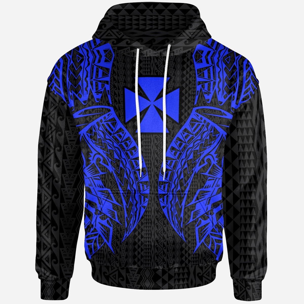 Wallisnd Futuna Hoodie Polynesian Lion Head Blue Style Unisex Blue - Polynesian Pride