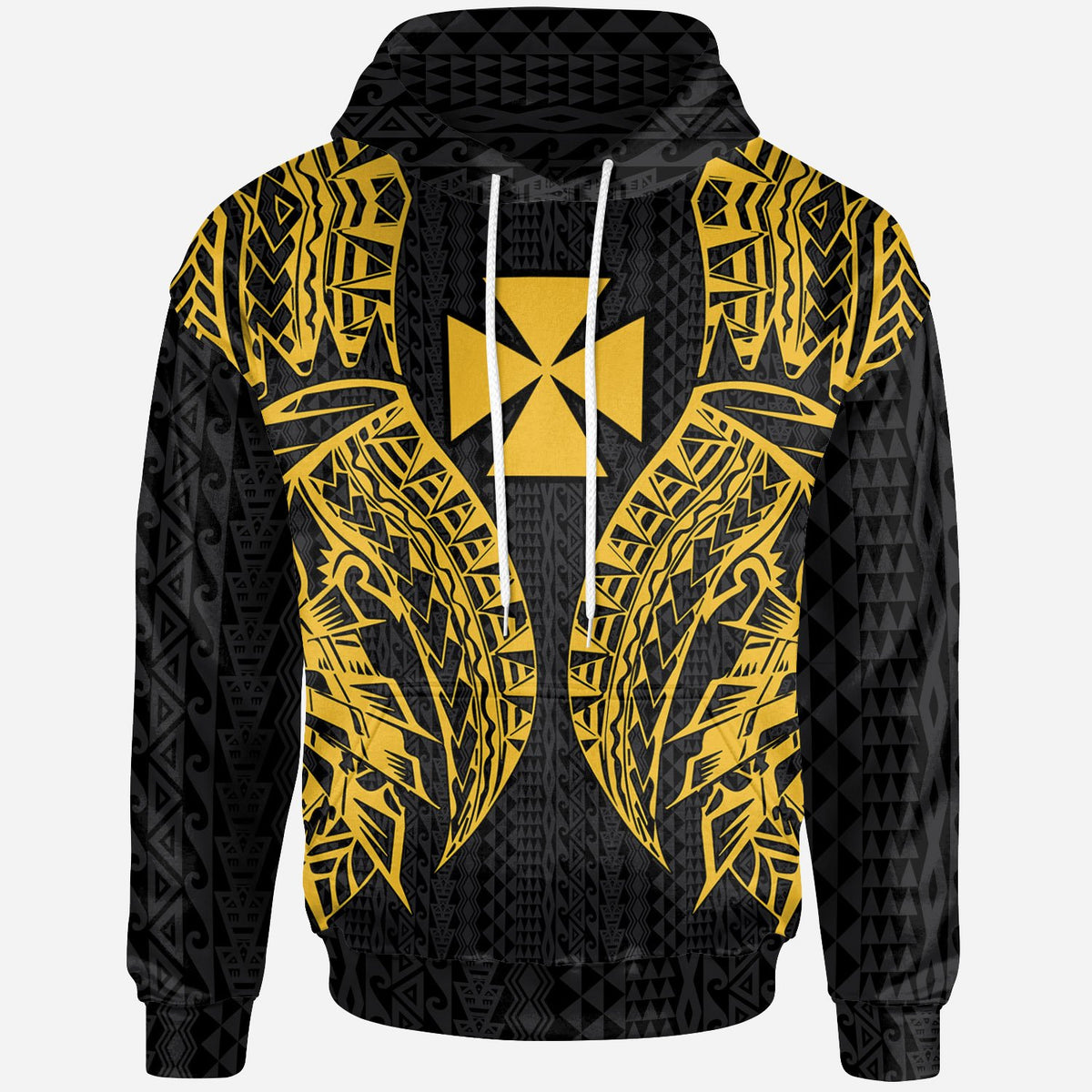 Wallisnd Futuna Hoodie Polynesian Lion Head Gold Style Unisex Gold - Polynesian Pride
