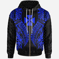 Wallisnd Futuna Zip up Hoodie Polynesian Lion Head Blue Style Unisex Blue - Polynesian Pride