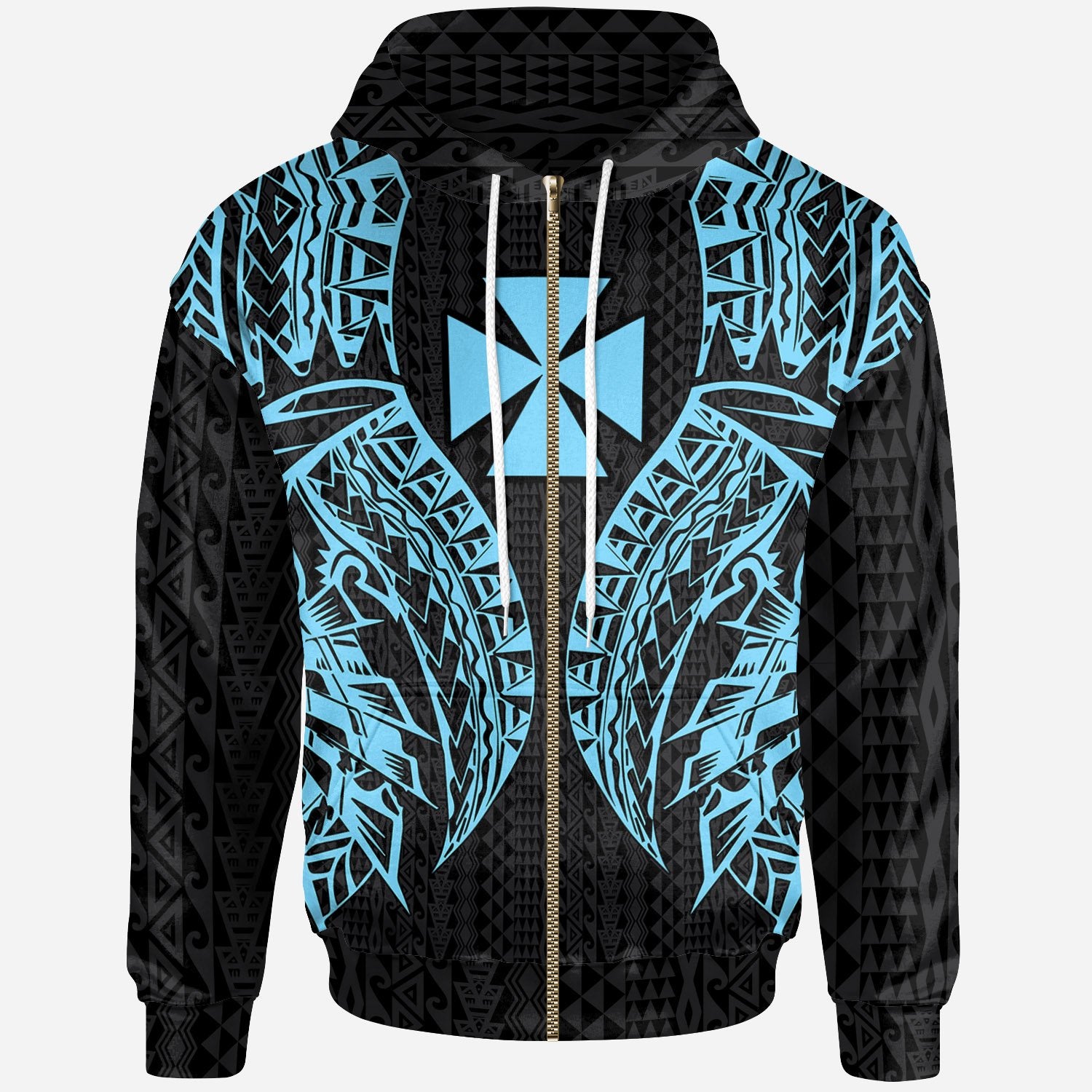 Wallisnd Futuna Futuna Zip up Hoodie Polynesian Lion Head Neon Style Unisex Neon - Polynesian Pride